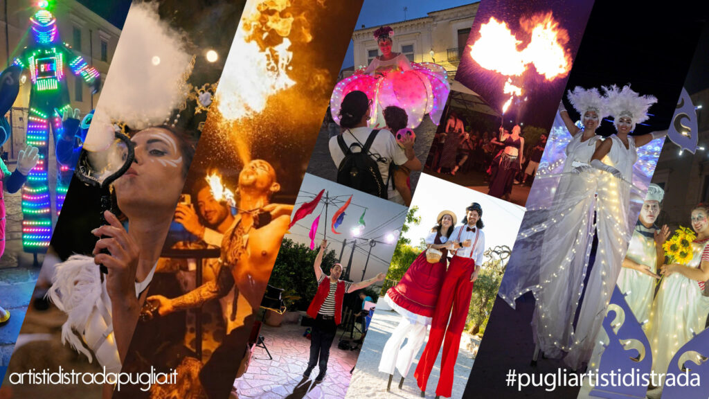 Artisti di Strada Puglia: il portale per organizzare eventi unici in Puglia. Trova trampolieri, giocolieri, maghi, street band, pizzica salentina e tanto altro per matrimoni, compleanni, sagre ed eventi aziendali. Contatta direttamente gli artisti senza intermediari e rendi indimenticabile ogni occasione. Scopri di più su www.artistidistradapuglia.it.