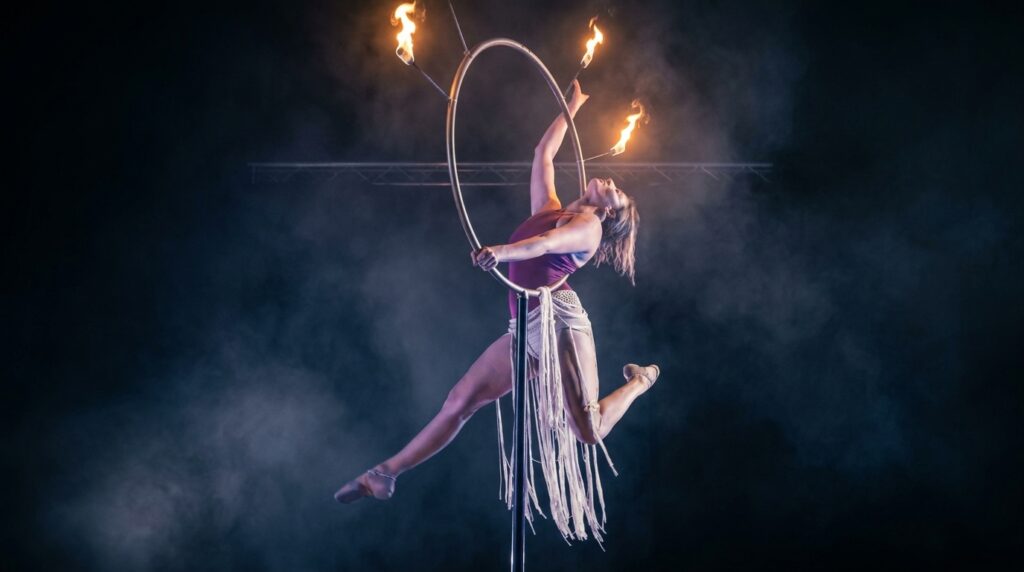 Spettacoli di danza col fuoco e giocoleria in Puglia. Coreografie mozzafiato con attrezzi infuocati, costumi medievali e percussioni. Animazione per matrimoni, eventi privati e rievocazioni storiche. Artisti di strada specializzati.