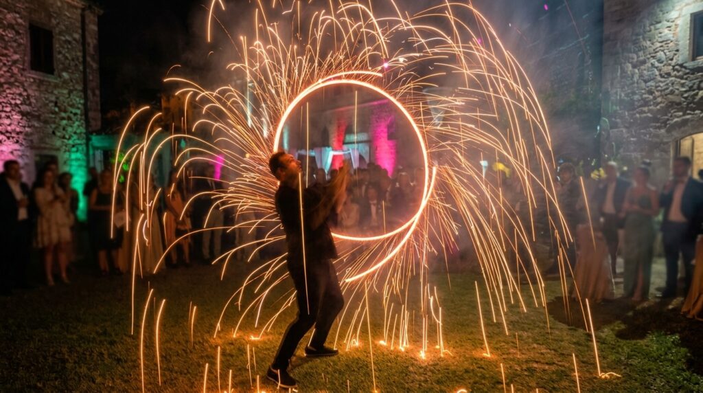Spettacolo di Fuoco e LED in Puglia
Cerchi un'esperienza unica per il tuo evento? Il nostro spettacolo di fuoco e luci LED combina la magia delle fiamme con coreografie luminose innovative, creando uno show indimenticabile. Adatto a feste private, matrimoni, sagre, eventi aziendali e cene spettacolo, offre flessibilità nella durata (20-35 minuti) e due performance distinte. Con artisti professionisti e massima sicurezza, portiamo la magia del fuoco e delle luci in tutta la Puglia. Contattaci per un evento straordinario che lascerà il pubblico senza fiato!